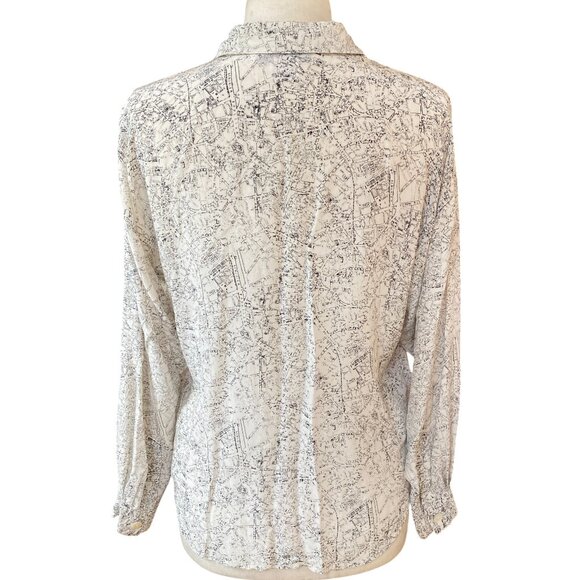 Colours by Alexander Julian Silk All Over Print Blouse French Map Artsy Travel-8 - Picture 12 of 15